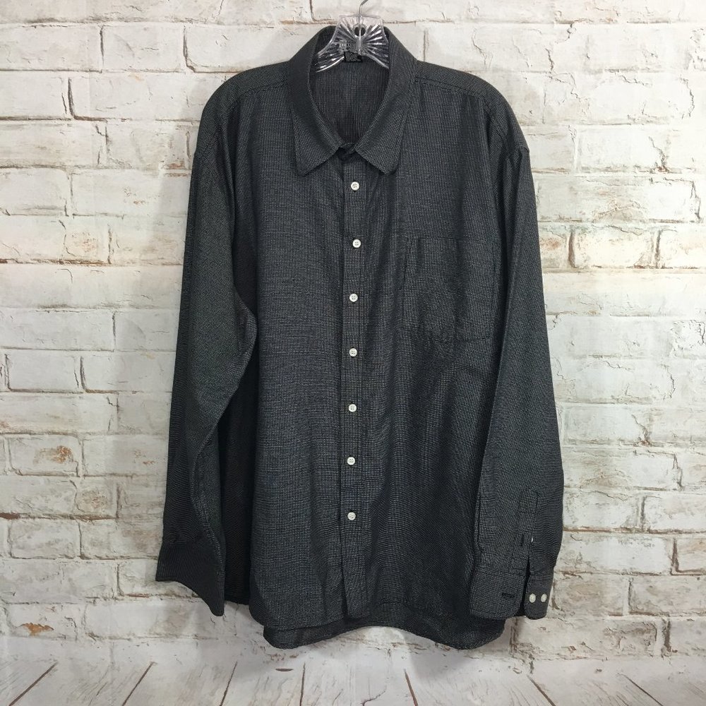 Hartwell Men's Black Check 2XL Long Sleeve Button Down Shirt Dress Career